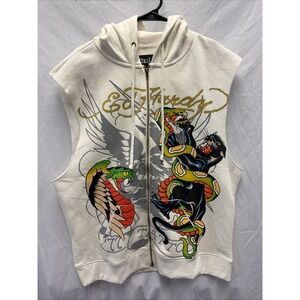 Ed Hardy Panther Snake Sleeveless Hoodie Men's Size Large New Without Tags
